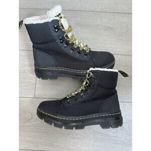 Dr martens combs black canvas combat boots Sherpa fur size 7 women’s
